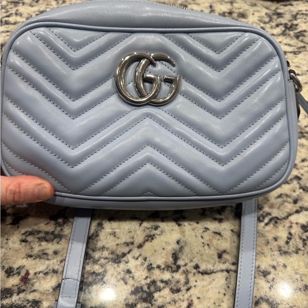 Gucci Sky Blue Chevron Crossbody Bag - Picture 4 of 11